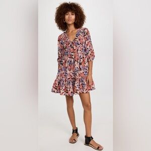 NWT BANJANAN Macaw Multicolor Billowy Lightweight Floral Mini Dress Size: Medium